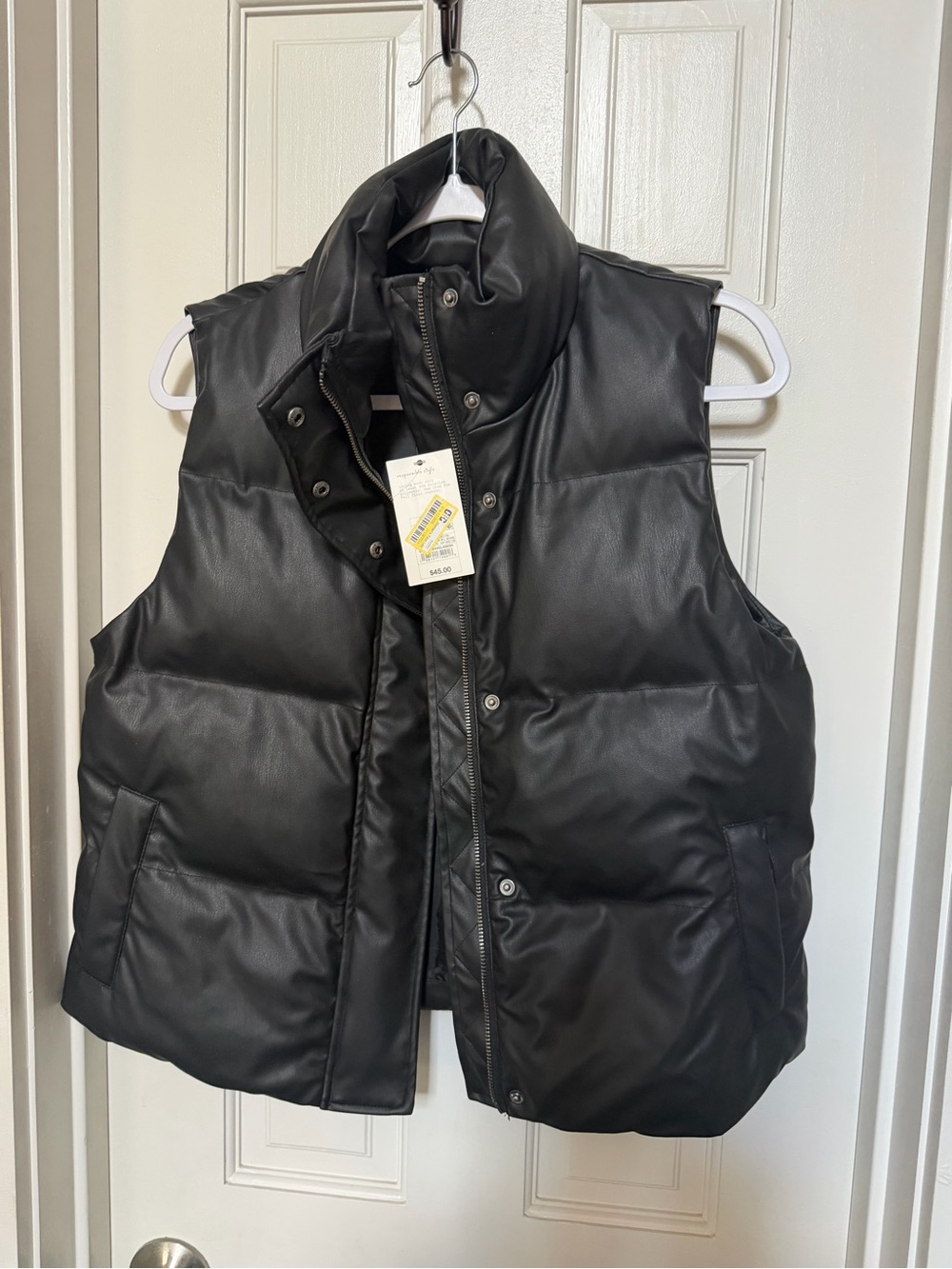 NWT Faux Leather Puffer Vest Jacket - Women